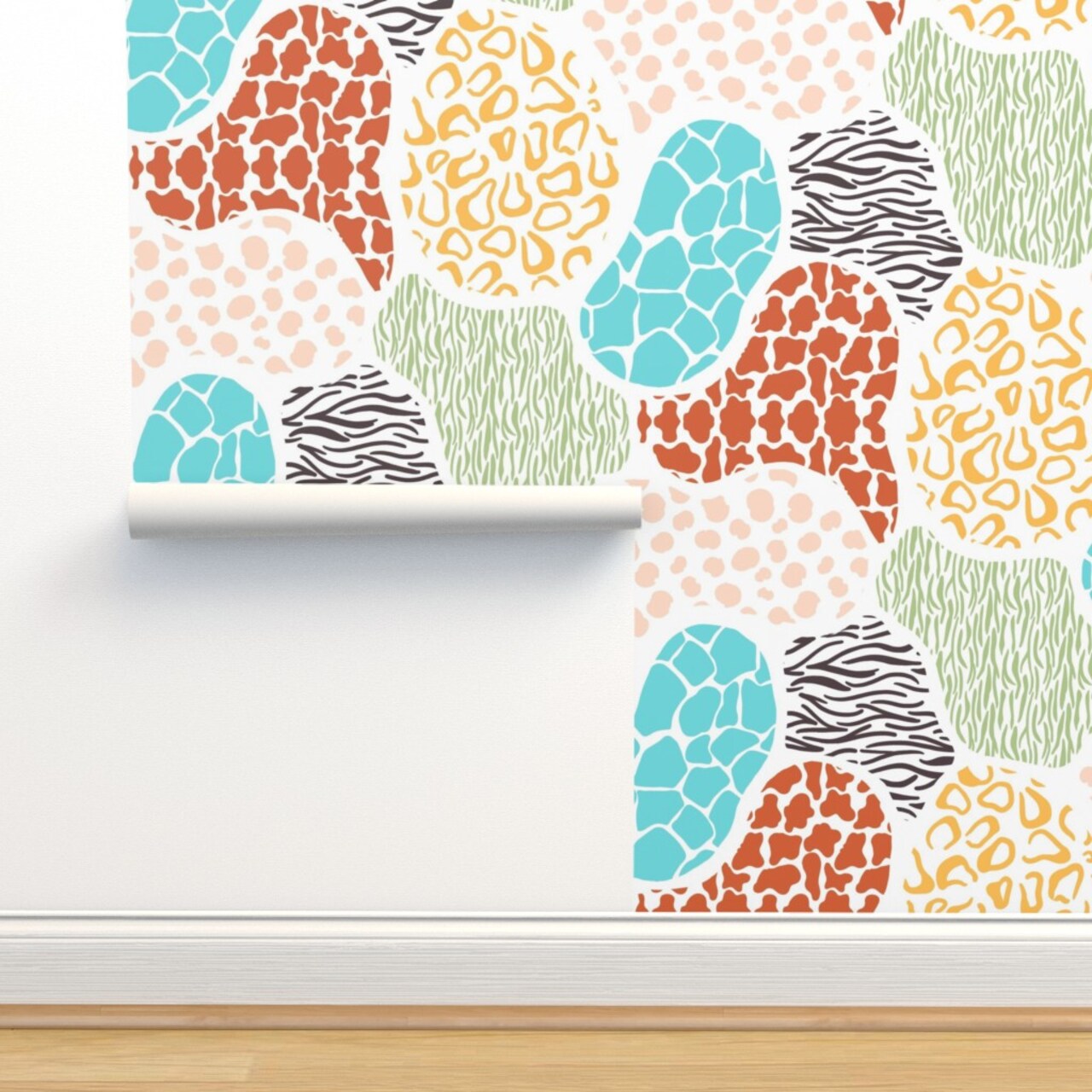 Abstract Jungle Animal Nature Zebra Leopard Cow Custom Removable Wallpaper by Spoonflower Peel & Stick Wallpaper 2FT Wide